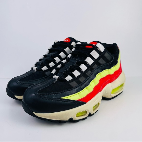 Nike Air Max 95 Black White Volt Habanero Red Shoes 307960-019 Women’s Size 5 - Picture 2 of 10
